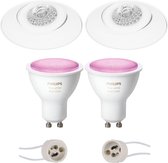PHILIPS HUE - LED Spot Set GU10 - White and Color Ambiance - Bluetooth - Proma Nivas Pro - Inbouw Rond - Mat Wit - Trimless - Kantelbaar - Ø150mm