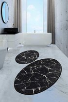 Nerge.be | Marble - 60x100 - 50x60 cm | 2 Sets Badkamerkleden en Matten Sets | Badmatten voor Bad Antislip | Badkamermatten | Antislip Badmatten voor Bad. Antislip Douchematten | B