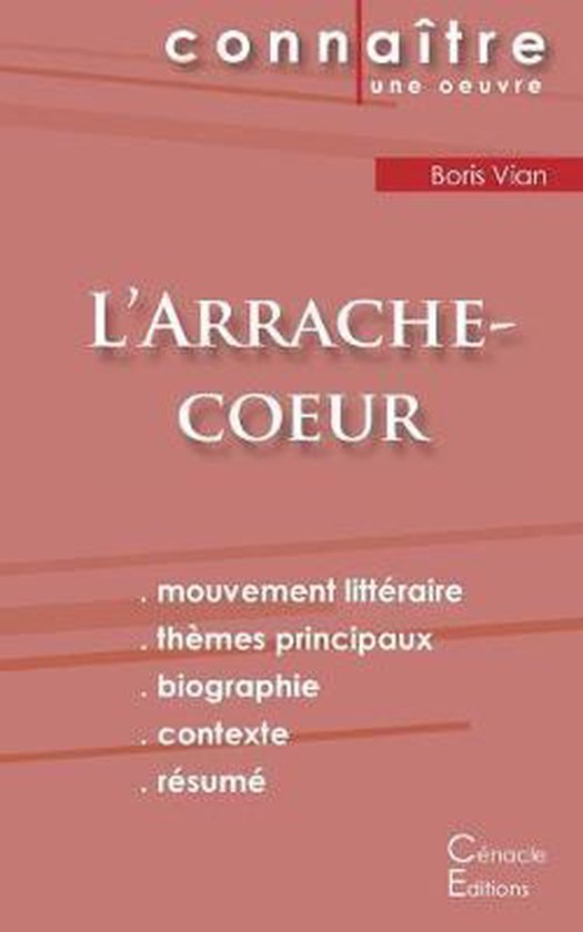 Boekcover 'L'Arrache-coeur' van Boris Vian, met de titel in grote letters en onderwerpen zoals 'mouvement littéraire'.