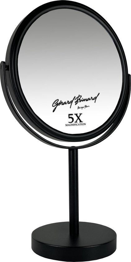 Metalen make-up spiegel mat zwart- 5x vergroting 18cmØ - Gerard Brinard