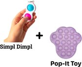 Simple Dimple + Pop-It Toy - Fidget Toys - Bekend van TikTok - Fidget Toy Pakket - Blauw/Roze + Paars