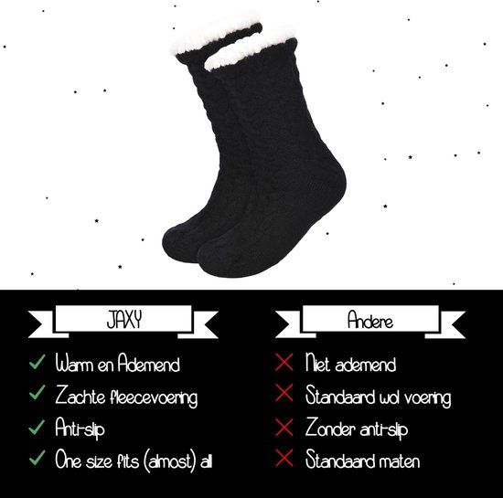 JAXY Chaussettes De Maison - Chausettes Homme - Chausettes Femme - Chausettes Antiderapantes - Pantoufles Femme et Homme - Chaussettes Femme Hiver - Chaussettes Chaudes - Noir