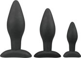 Siliconen buttplugsetje - zwart - Dildo - Buttpluggen - Zwart - Discreet verpakt en bezorgd