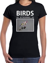 Dieren foto t-shirt Putter vogel - zwart - dames - birds of the world - cadeau shirt Putters liefhebber XS