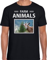 Dieren foto t-shirt Geit - zwart - heren - farm animals - cadeau shirt Geiten liefhebber S
