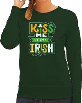 St. Patricks day sweater groen voor dames - Kiss me im Irish - Ierse feest kleding / trui/ outfit/ kostuum M