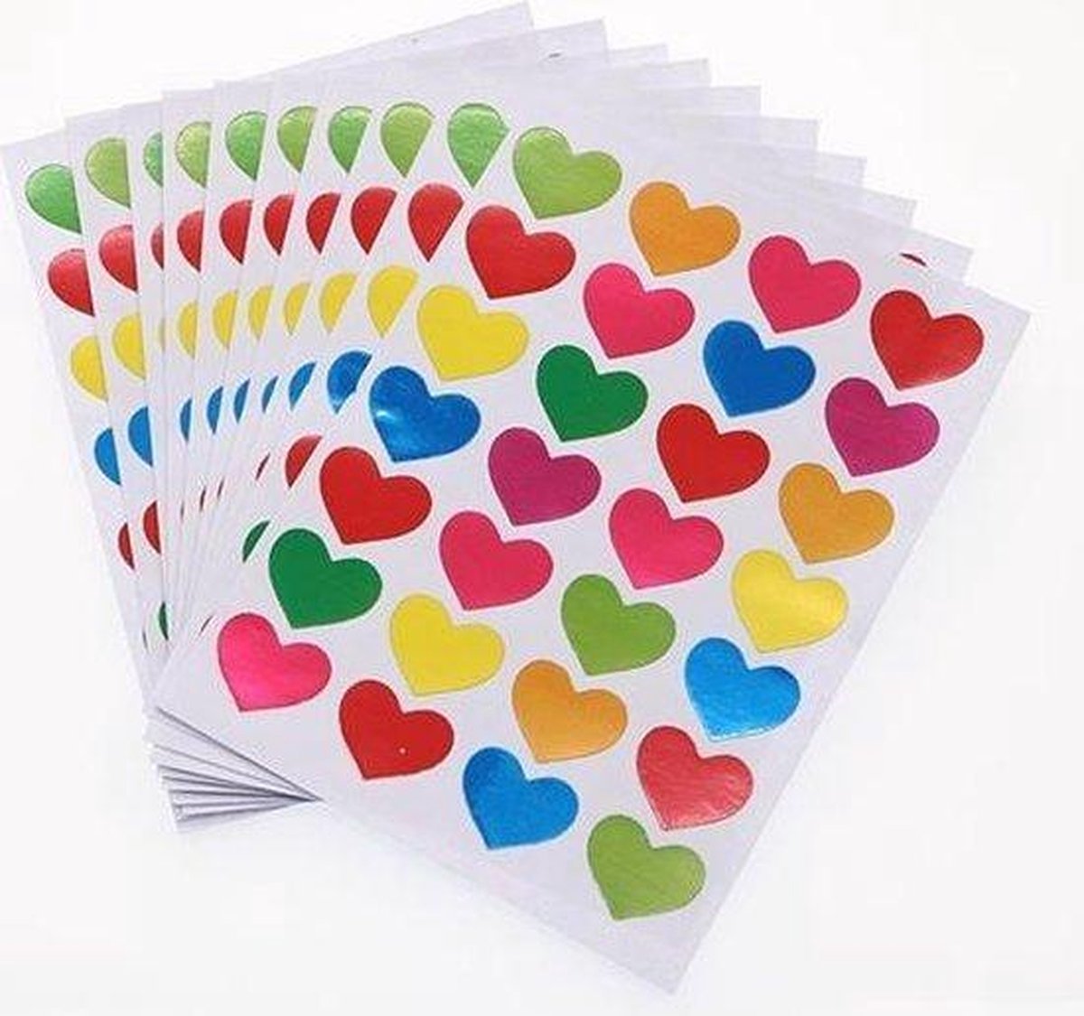 Afbeelding van product Akyol - Super leuke 10 vellen beloningsstickers voor kinderen – Gekleurde egale hartjes – Kinderstickers – Hobby stickers