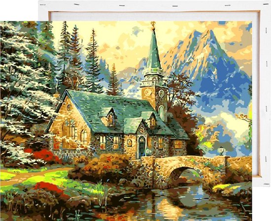 Schilderen op nummer volwassenen - met frame - 40x50cm - landschap | bol