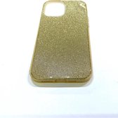Apple iPhone 12 Pro / iPhone 12 Hoesje Goud Glitters Stevige Siliconen TPU Case BlingBling met 2x gratis Tempered glass Screenprotector