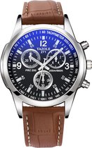 Yazole Casual Horloge met licht bruine polsband (Zwarte wijzerplaat)