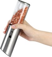 Binnenshuis Luxe Peper en Zoutmolen Set Elektrisch - USB Oplaadbaar - De stijlvolle blikvangers van de keuken! - RVS - Pepermolen met verstelbare maalgraad - LED licht - 2-Delig - Peper- & Zo