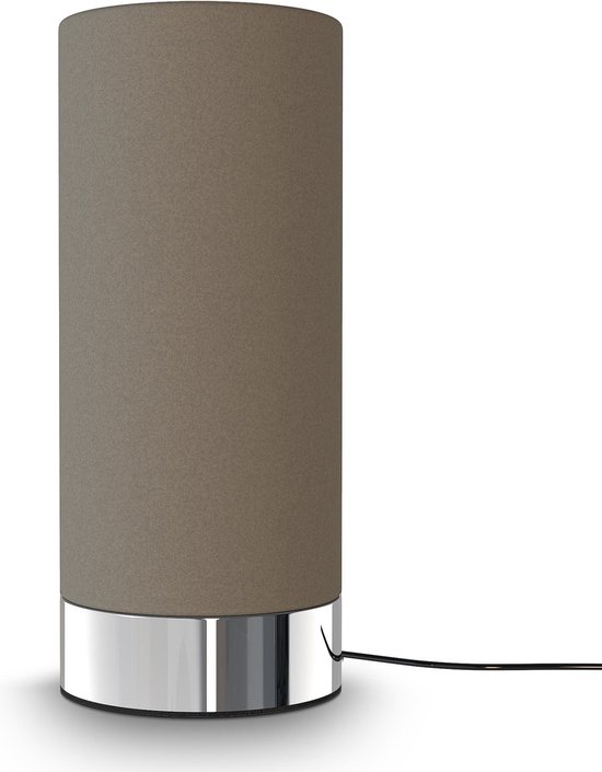 B.K.Licht - Lampe de table - tissus - taupe - lampe tactile - lampe de chambre - lampe de chevet - dimmable - excl. E14