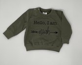 Sweater Hello i am - Leger groen, 74
