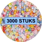 Fako Bijoux® - Letterkralen Vierkant Bulk - Letter Beads - Alfabet Kralen - Sieraden Maken - 3000 Stuks - Transparant