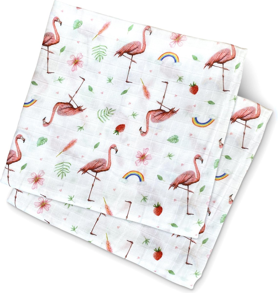 World of Mies hydrofiele doek bamboe - 2 stuks - flamingo - 60x60cm