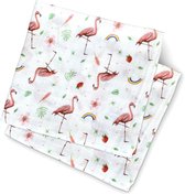 Hydrofiele doeken flamingo print - 2 stuks - Super zacht bamboe - 60x60cm - Baby kraamcadeau - tropisch patroon - Eigen ontwerp geschilderd door Mies