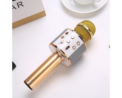 Karaoke microfoon/karaoke set - Joyful things draadloze karaokemicrofoon met ingebouwde speaker, Bluetooth, mp3 functie,  stemhervormer en echo effect-  Goud