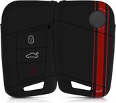 kwmobile autosleutel hoesje voor VW 3-knops autosleutel (alleen Keyless Go) - Autosleutel behuizing in rood / zwart - Rallystrepen design