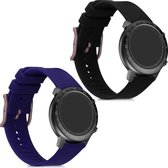 kwmobile 2x armband voor Ticwatch GTX - Bandjes voor fitnesstracker in zwart / donkerblauw