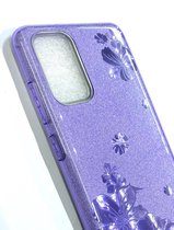 Samsung Galaxy S20 Ultra Hoesje Paars Glitters Stevige Siliconen TPU Case BlingBling