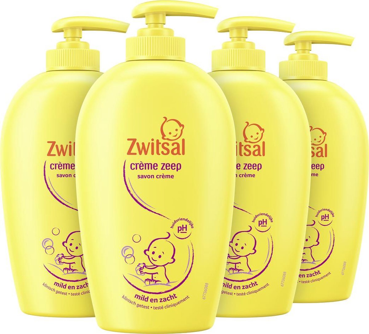 toewijding Zwembad bewonderen Zwitsal Baby Crème Zeep Pompje - 4 x 250 ml - Voordeelverpakking | bol.com