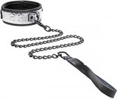 Platinum Bound Halsband Met Riem - BDSM - Bondage - Zilver - Discreet verpakt en bezorgd