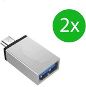 SVH Company 2 Stuks Adapter USB-A Female naar Micro USB Male – Verloop Adapter – USB 3.0 – Aluminium – Zilver