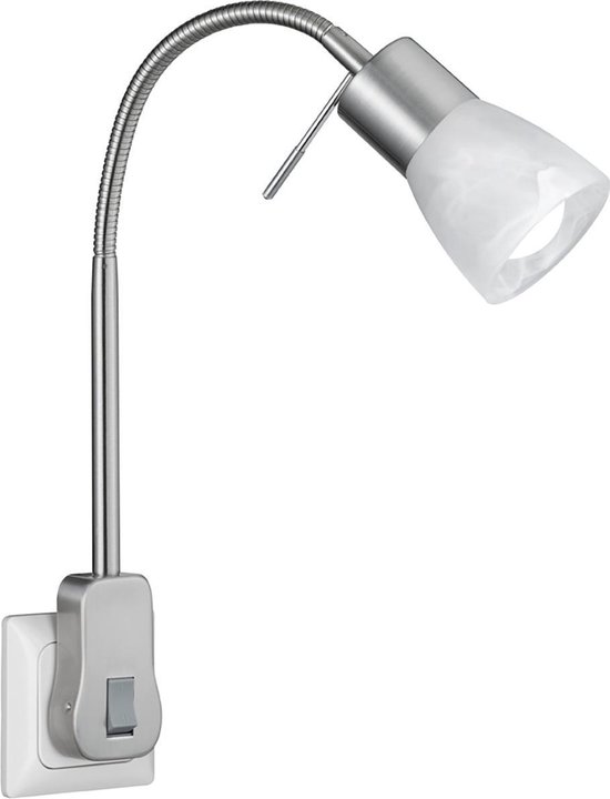 Stekkerlamp Lamp - Torna Levino - E14 Fitting - 6W - Warm Wit 3000K - Mat Nikkel - Aluminium - Qualu