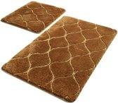 Nerge.be | Infinity Caramel - 60x100 - 50x60 cm | %100 HANDMADE | 2 Sets Badkamerkleden en Matten Sets | Badmatten voor Bad Antislip | Badkamermatten | Antislip Badmatten voor Bad.