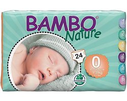 Bambo Babyluiers Prematuur - Maat 0 - Baby 1 tot 3 kg - 24 stuks