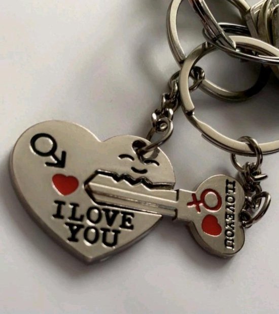 koppels sleutelhanger|couple|hartje en sleutel|liefde|valentijn|i love  you|... | bol.com