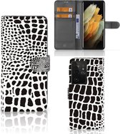 Bookcase Geschikt voor Samsung Galaxy S21 Ultra Telefoon Hoesje Slangenprint
