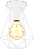 B.K.Licht - Decoratieve Witte Plafondlamp - metaal - industriël - draad - Ø16.5cm - met E27 fitting - excl. lichtbron