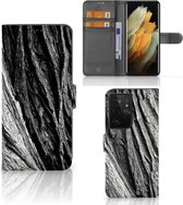 Wallet Book Case Geschikt voor Samsung Galaxy S21 Ultra Smartphone Hoesje Valentijn Cadeautje Man Boomschors