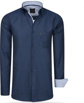 Cappuccino - Heren Overhemd - Borstzakje - Navy