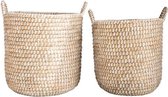 Moodadventures | Manden | Set van 2 Plantenmanden L Naturel-Wit | Waterdicht