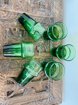 Traditioneel Beldi Glas | Groen | Marokkaanse Gerecycled Glas | Set van 6 XL