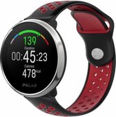 Siliconen Smartwatch bandje - Geschikt voor  Polar Ignite sport bandje - zwart/rood - Strap-it Horlogeband / Polsband / Armband