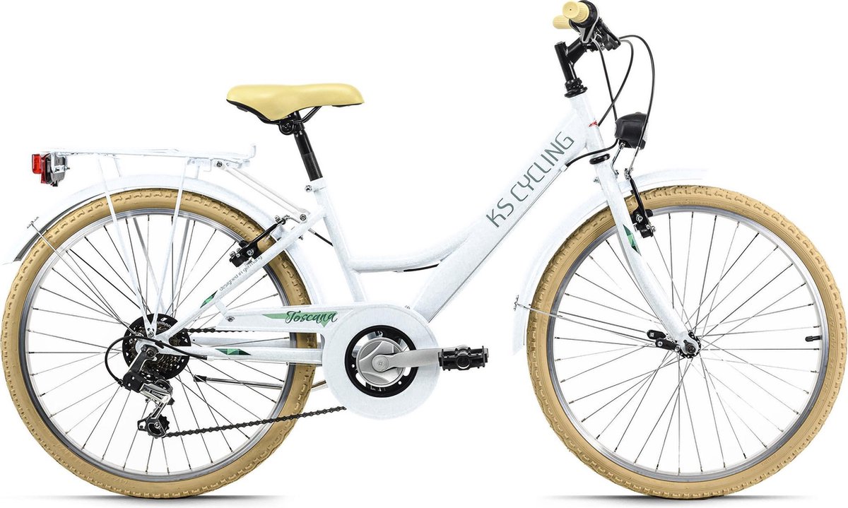 KS Cycling Fiets Kinderfiets 24 '' Toscana wit 6 versnellingen 36 cm