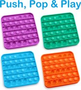 POP IT® Fidget Toys pakket 4 stuks - Pop It Fidget Toy - Vierkant - Paars - Groen - Geel - Oranje