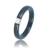 My Bendel - Blauwe keramieken ring met zirkonia steen - Onbreekbare keramieke ring met zirkonia steen - Met luxe cadeauverpakking