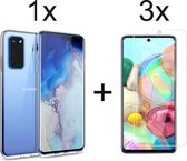 Samsung A02S hoesje transparant - Samsung Galaxy A02S hoesje case siliconen hoesjes cover hoes - Hoesje Samsung A02S - 3x Samsung A02S Screenprotector