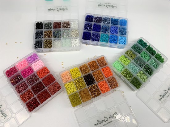 Kralen | Kralen set voor sieraden maken - 15 Kleuren Zwart/Wit - 4mm - Glas  Zaad... | bol.com