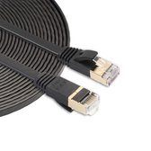 5 m CAT7 10 gigabit Ethernet ultraplatte patchkabel voor modem / router LAN-netwerk - gebouwd met afgeschermde RJ45-connectoren (zwart)