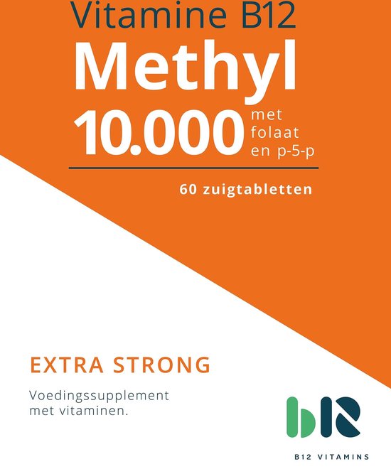 B12 Vitamins - B12 Methyl 10.000 met Folaat - 60 tabletten - Vitamine B12 methylcobalamine - B12 Methyl - vegan - voedingssupplement