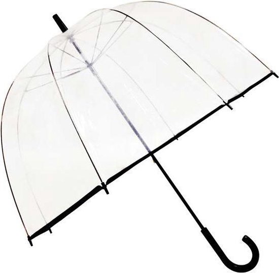 Smati Big Cloche Paraplu - Transparant - Stormbestendig - Zwart - Ø81cm