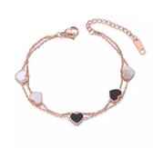 Armband Dames- Vrouw- Hart- Dubbellaags- Rose goud- LiLaLove-
