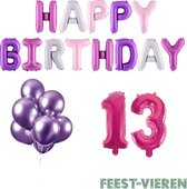 13 jaar Verjaardag Versiering Ballon Pakket Pastel & Roze