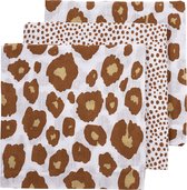 Meyco Baby Cheetah/Panter hydrofiele doeken - 3-pack - camel - 70x70cm