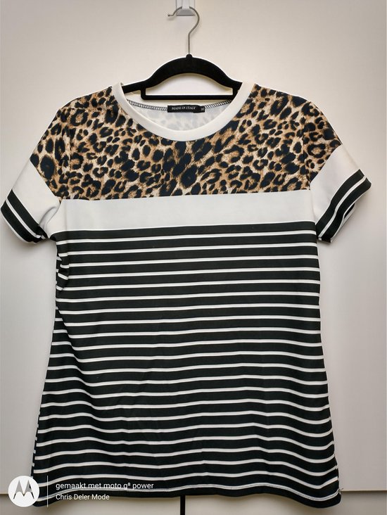 kleurstof Ook Winst Dames T-shirt Tess panterprint zwart wit bruin M/L | bol.com